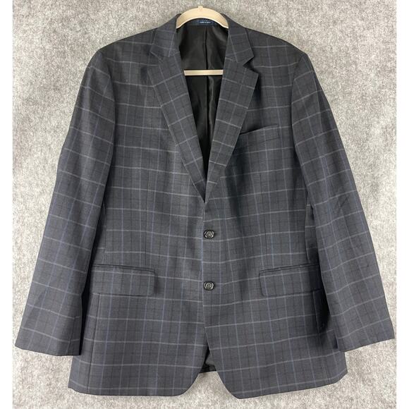 Stafford Year Round Blazer Sport Coat Mens 42R Blue Plaid Classic Fit Travel - Picture 1 of 16
